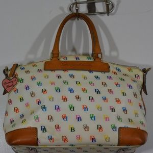 Dooney and Bourke white rainbow logo satchel